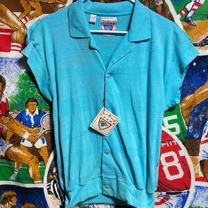Deadstock Vintage 80's CHAMS button down polo shirt